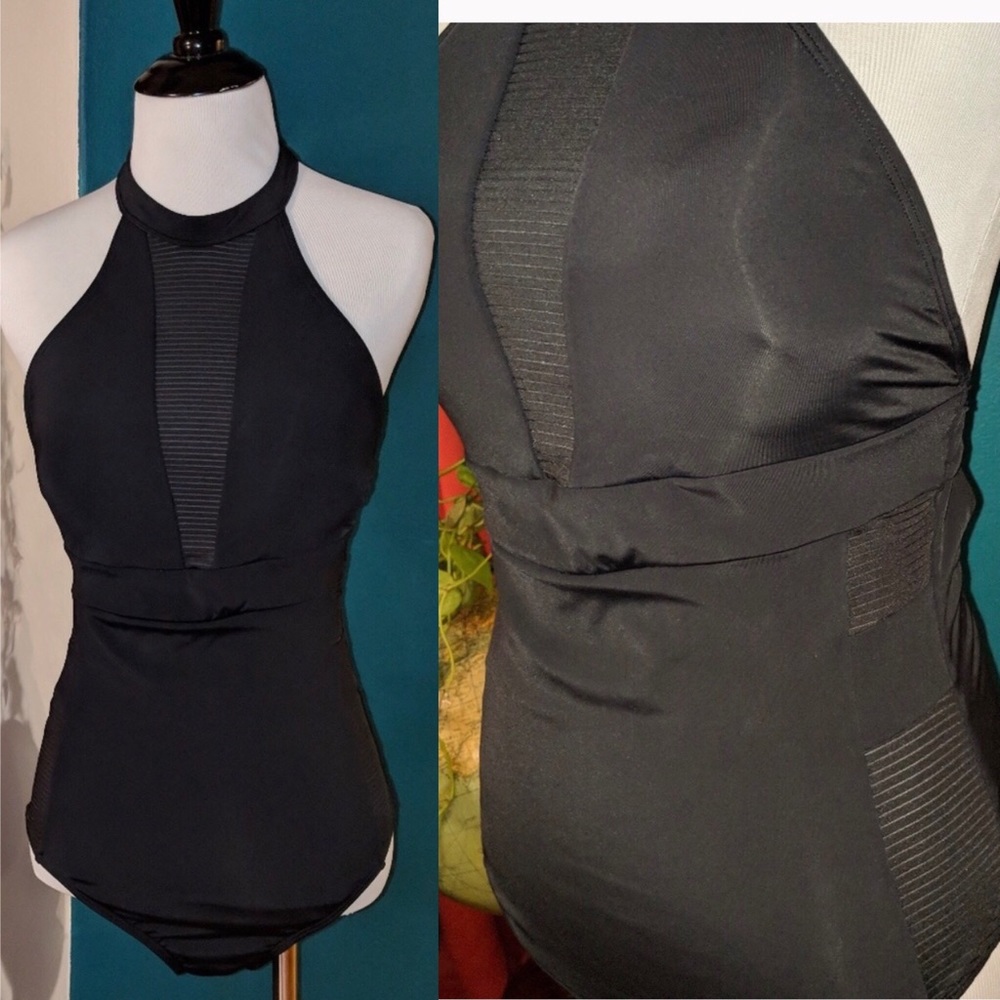 Black halter swimsuit